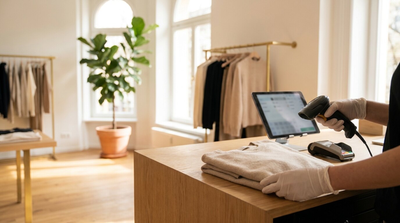 Kassensystem Einzelhandel — Tablet-POS in moderner Boutique