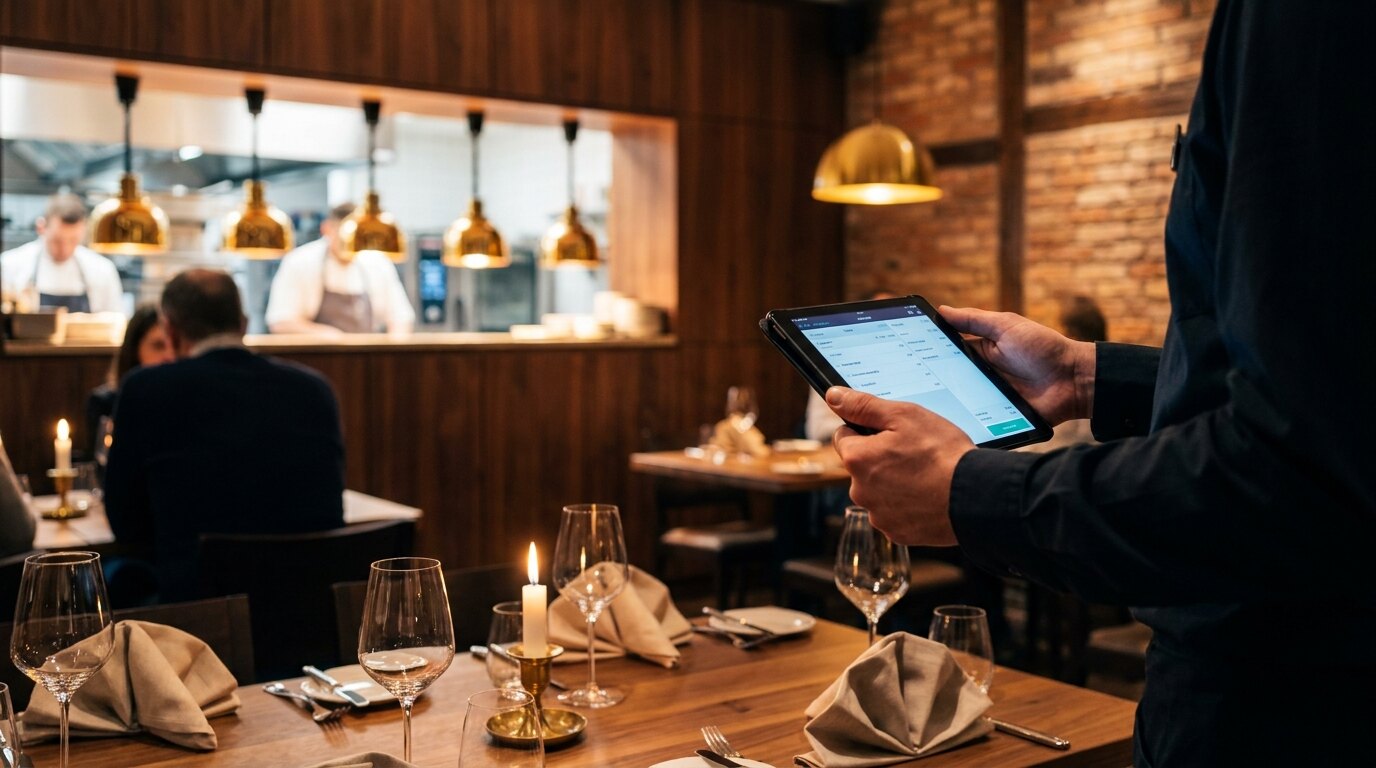 Kassensystem Gastronomie — Funkbonieren am Tisch in modernem Restaurant